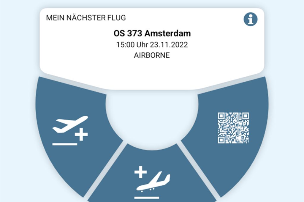 App-Screen eines bereits erfassten Fluges mit Details zu Datum, Abflugzeit und mehr
